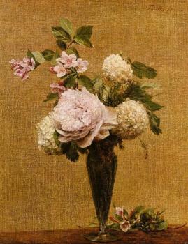 亨利 方丹 拉圖爾 Vase of Peonies and Snowballs